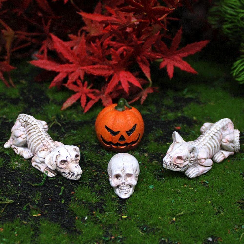 Pumpkin Skeleton Cat Halloween Skeleton Figurine Mini Pumpkin Ornament  Ghost Festival