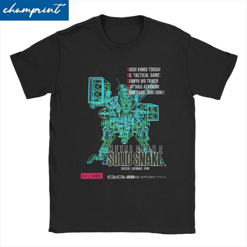 Herren Damen MGS1 Solid Snake Spiel T-Shirt Metal Gear Baumwolle Oberteile Lustige Kurzarm Rundhals T-Shirts Klassische T-Shirts