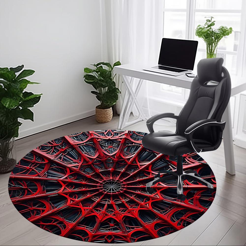1pc Abstract Structure Grid Office Round Area Rug, Indoor Mat Suitable For Office, Under Office Chairs Bedroom Living Room Home Decor, Room Deco