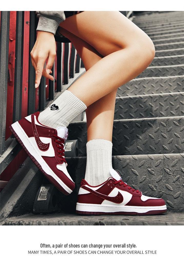 Putian AJ Dunk Weinrot Herren Low-Top Sneaker, Air Force 1 Lässige Damenschuhe Neuer Stil