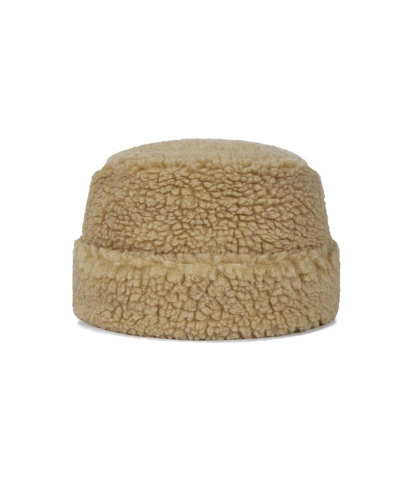Bajal Va Long Label Fleece Mongolian Bucket Hat Beige