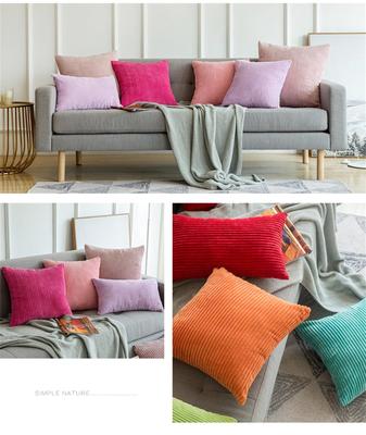 45*45cm Großer Kissenbezug Superweicher Kord Kissenbezug Gestreifter Dekokissenbezug für Bett Couch Sofa Frühling Heimdeko
