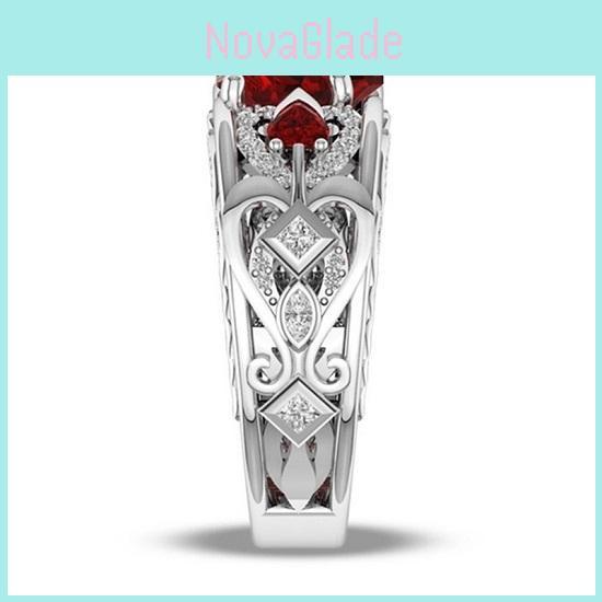 Elegant Women Ladies Rhinestone Princess Heart Shape Jewelry Wedding Ring