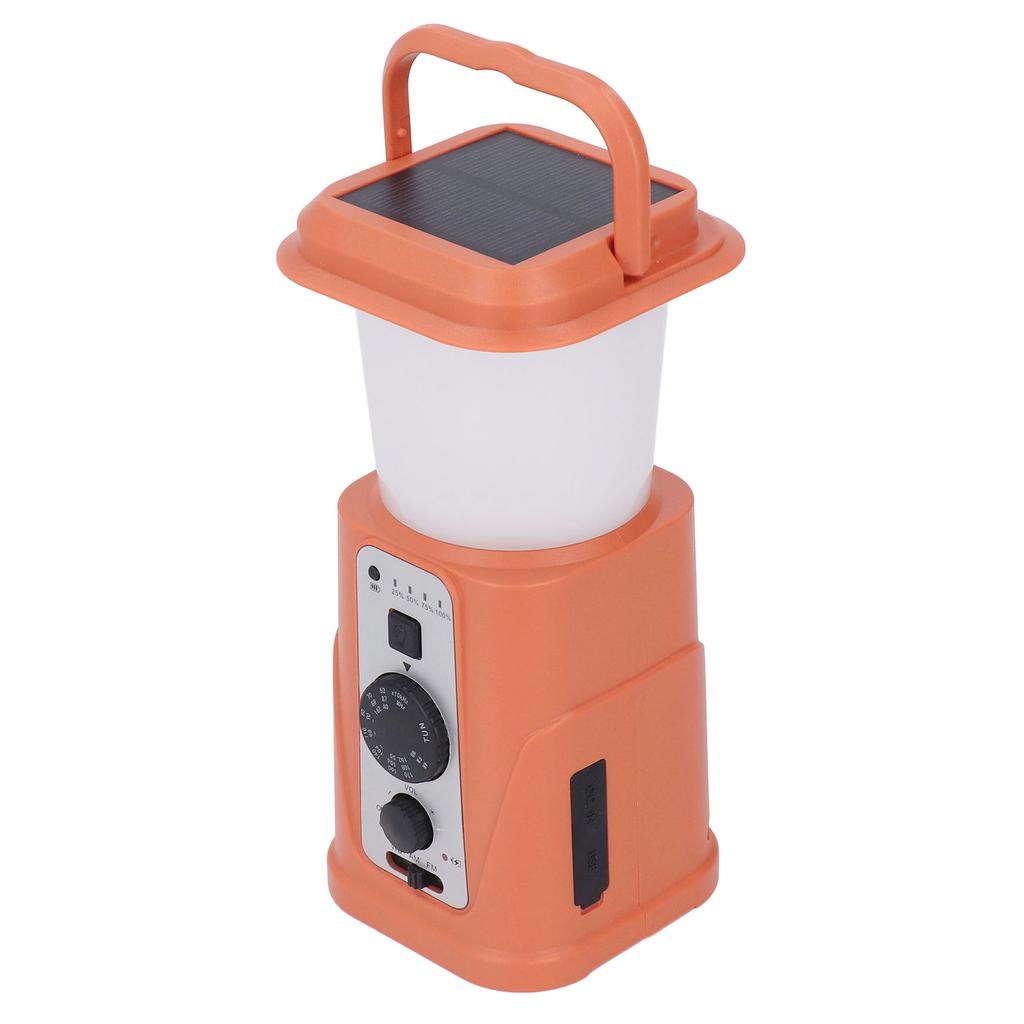 Camping Lamp Hand Cranked Solar Power Indicator LED IPX3 Waterproof Rechargeable Camping Light for