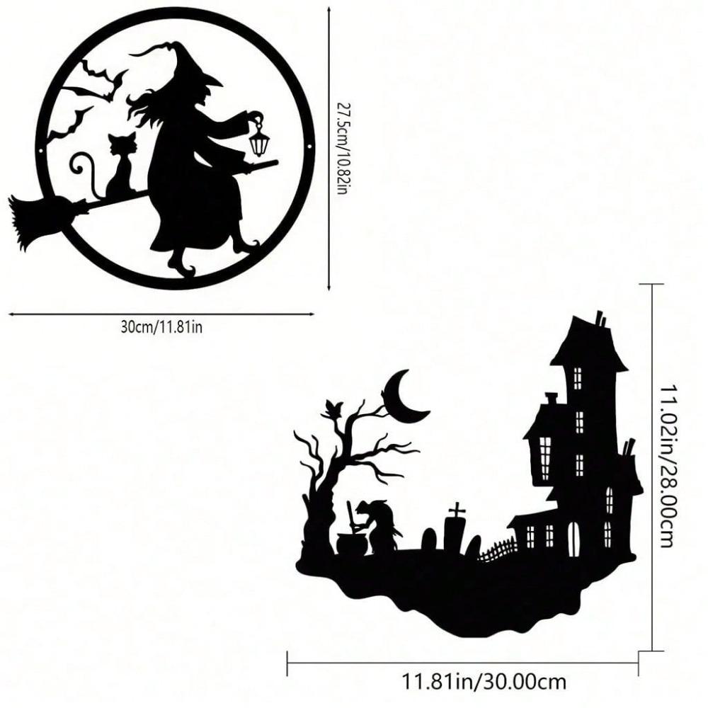 Modern Metal Wall Art Decor - Eerie Halloween Silhouette for Indoor Outdoor Yard Sign, Room Decoration, Gift