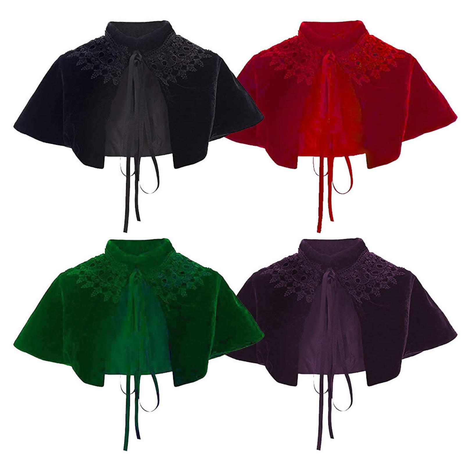

Women Shawl Women Velvet Cape Wraps Costume Gothic Cloak For Party One Size чорний