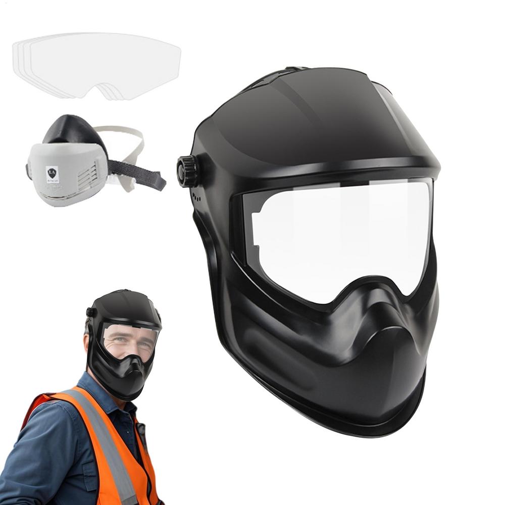 Welding Helmet UV Resistant Face Protector Dust Proof Large Viewing Welding Helmet for ARC Pipeline Stick Grinding Cutting