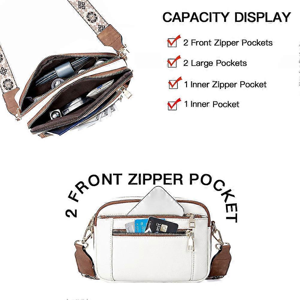 Vegans Leather Cross-body Bag With Striped Strap Anti-Theft Waterproof Elegant Handbag for Working Office