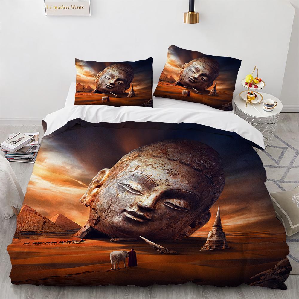 3D Buddha Print Bedding Set Meditation Duvet Covers With Pillow Cover Case Home Decor Bed Clothes Double Queen King Size