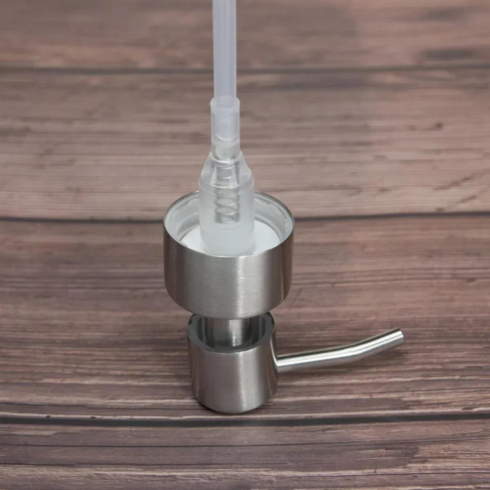 2Pcs Bathroom Kitchen Liquid Soap Lotion Dispenser Pumps Head Handle Stainless Steel Pump Head for Hand Press Dispenser Bottle