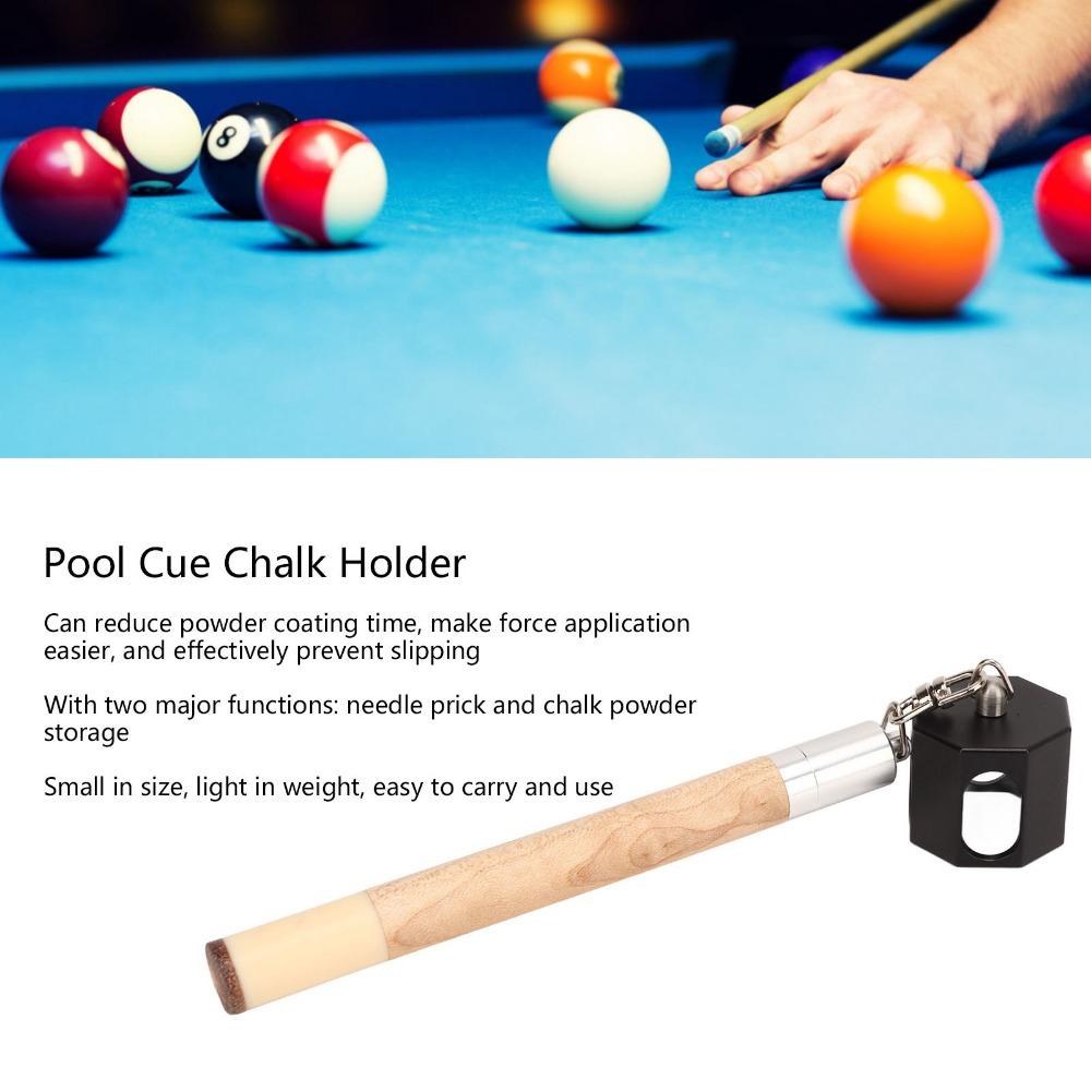 2 in 1 Pool Cue Chalk Holder Compact Cue Tip Pricker Tip Pricker Wooden Cue Billiard Accessory