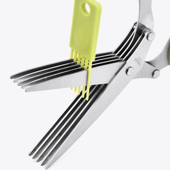 5 Stainless Steel Blades Herb Scissors Green Onion Scissors with Cleaning
