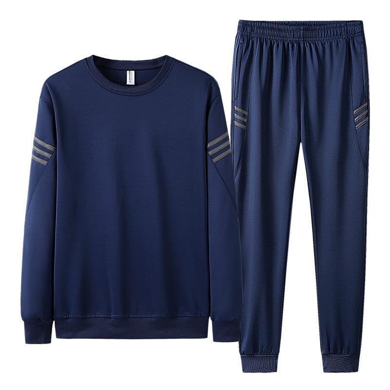 

Men s Fashionable Round Neck Casual Sports Three Bar Hoodie Set XXXXXL чорний