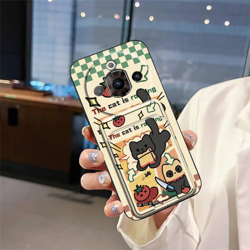 Card bag Card slot Phone Case For ZTE Nubia Focus Pro 5G Cute TPU Graffiti Shockproof Waterproof Dirt-resistant Cartoon