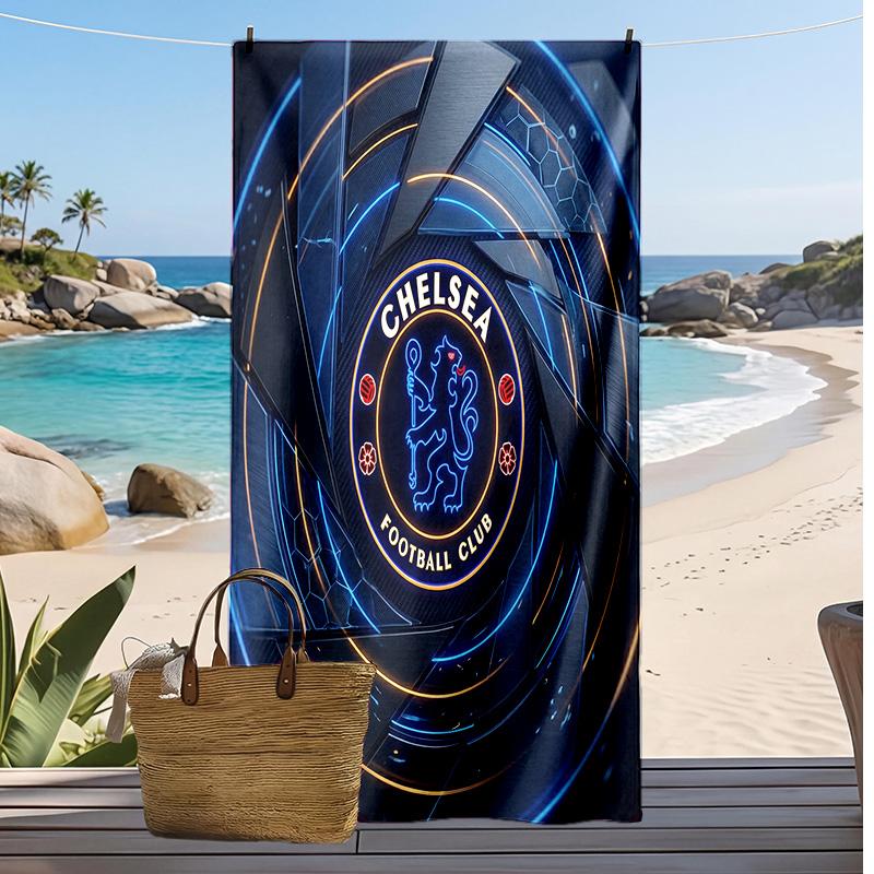 Chelsea FC Printed Beach Towel Quick Dry Soft TowelPortable Large Rectangular Beach Blanket for Travel Swimming Pool