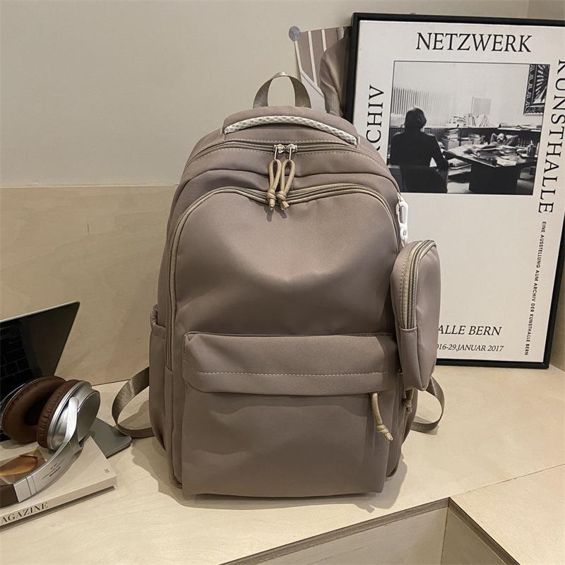 Schoolbag new backpack student schoolbag simple solid color durable nylon backpack super versatile casual backpack