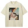 Cool Cat Meme T Shirts Unisex Washed Tees Men Women's Fashion Short Sleeve T-shirts Cotton Oversized T-shirt Streetwear