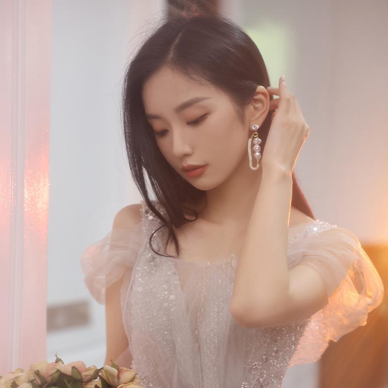 Evening Dress 1011 Autumn and Summer New Banquet Temperament Heavy Industry Light Wedding Dress Engagement Dress Toast Clothes Host