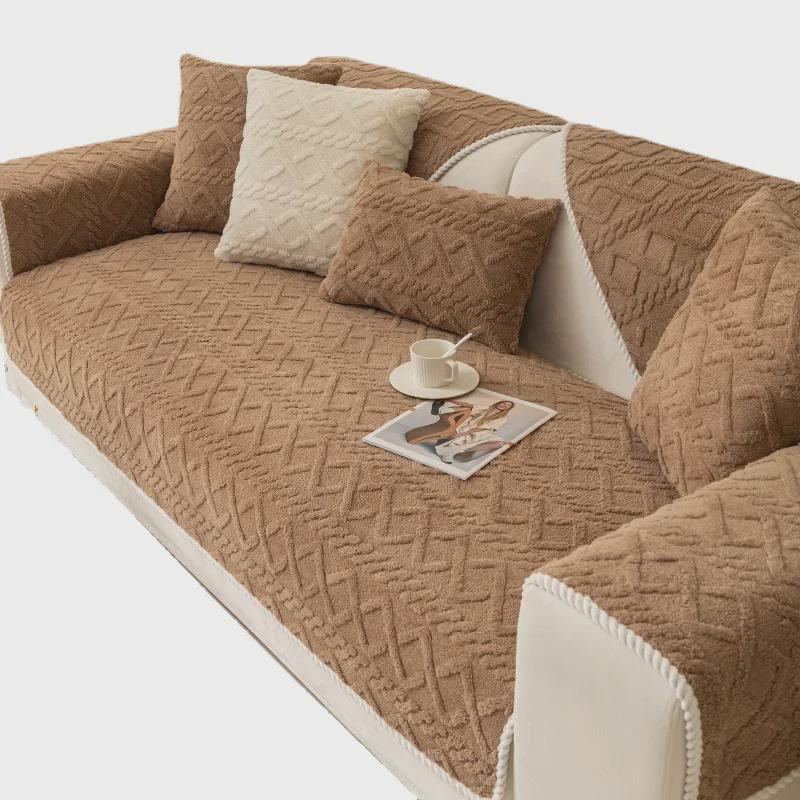 Universal Plush Non-Slip Sofa Cushion Cover - All-Season Comfort Thickened Seat Protector