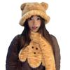 Douyin-Style Tiger Print Hat & Letter Scarf Gloves Set - Cute & Cozy