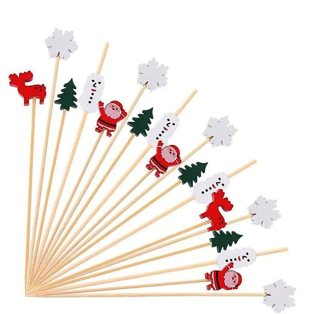 

100 шт. Рождественские коктейльные зубочистки для закусок, Палочки ручной работы Деревянные зубочистки Коктейльные палочки Принадлежности для вечеринок-Рождество