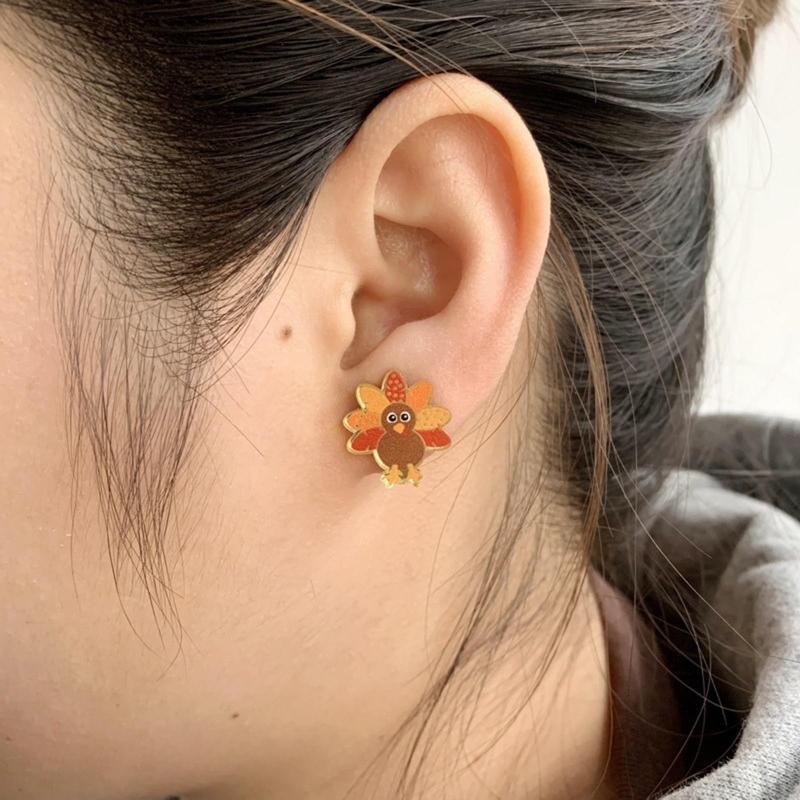 1Pair Thanksgiving Pumpkin Turkey Earrings Chicken Dangle Drop Fashion Jewelry  for Women Girls Birthday Christmas Gifts