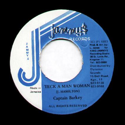 

7inch Record CAPTAIN BARKEY Teck A Man Woman NONE Jammys Records 1993 Jamaica Reggae Ska Dub Used