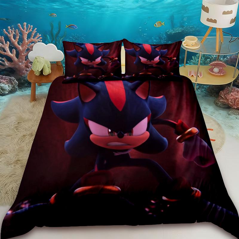 Duvet Cover Sonic Hedgehog Cartoon Bedding Set Comforter Cover with 2 Pillocase Bedroom Dormitory Best Gifts