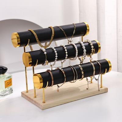 Yousheng 3-Layer Jewelry Rack Wooden Bracelet Holder Large Capacity Simple Installation Necklace Jewelry Storage Organizer