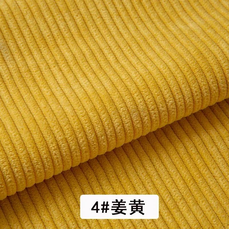 Corduroy Fabric Plain Medium Thick Strip Winter By The Meter for Clothes Bags Pant Shirts Sofa Sewing Soft Cloth Wearable Yellow