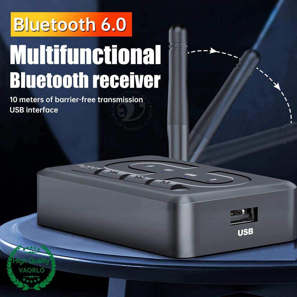 Bluetooth 6.0 Audio Receiver 3.5mm AUX RCA With Mic HIFI Stereo Wireless Adapter Support USB U-Disk For Car Speaker Amp