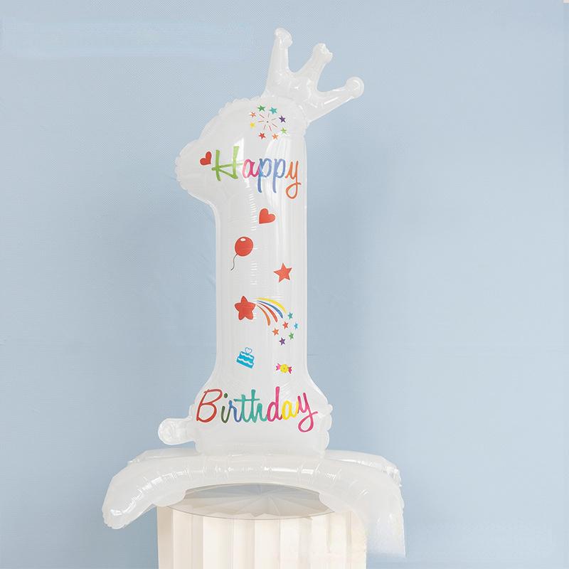 32 Inch Standing White Number Balloons Birthday Decoration Balloons Kids Birthday First Party Girl Banquet Shower Baby Decor 