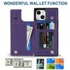 For iPhone 15 RFID Blocking Card Holder Back Cover Kickstand Phone Case with Shoulder Strap