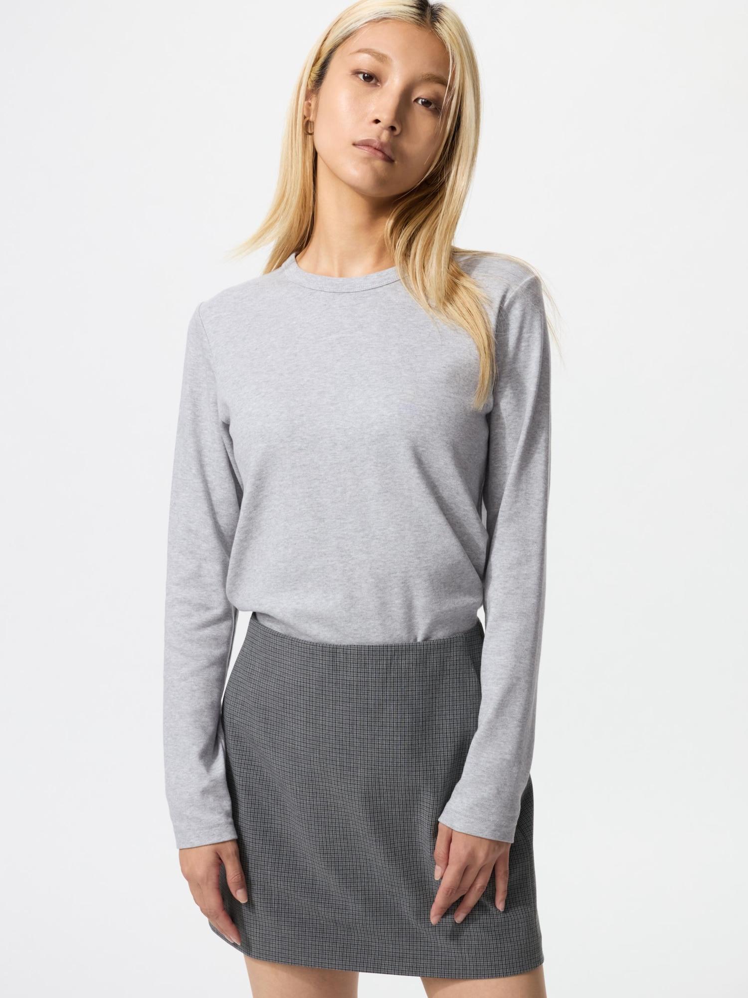 

Uniqlo Хлопковая футболка с круглым вырезом и длинным рукавом SmooTh STreTch 03 GRAY/XL