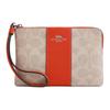 Corner Zip 16 Logo Corner Zip Wristlet Coated Canvas And Leather Small Clutch Women Clutch Beige Dark-Orange CW854-SVXIK