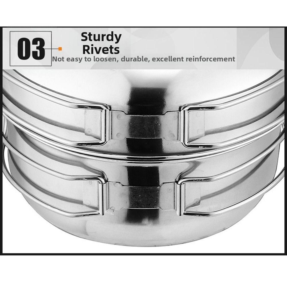 5Pcs 304 Stainless Steel Camping Cookware Set Stackable Foldable Handle Outdoor Pot Cup Tableware with Storage Bag Space Saving