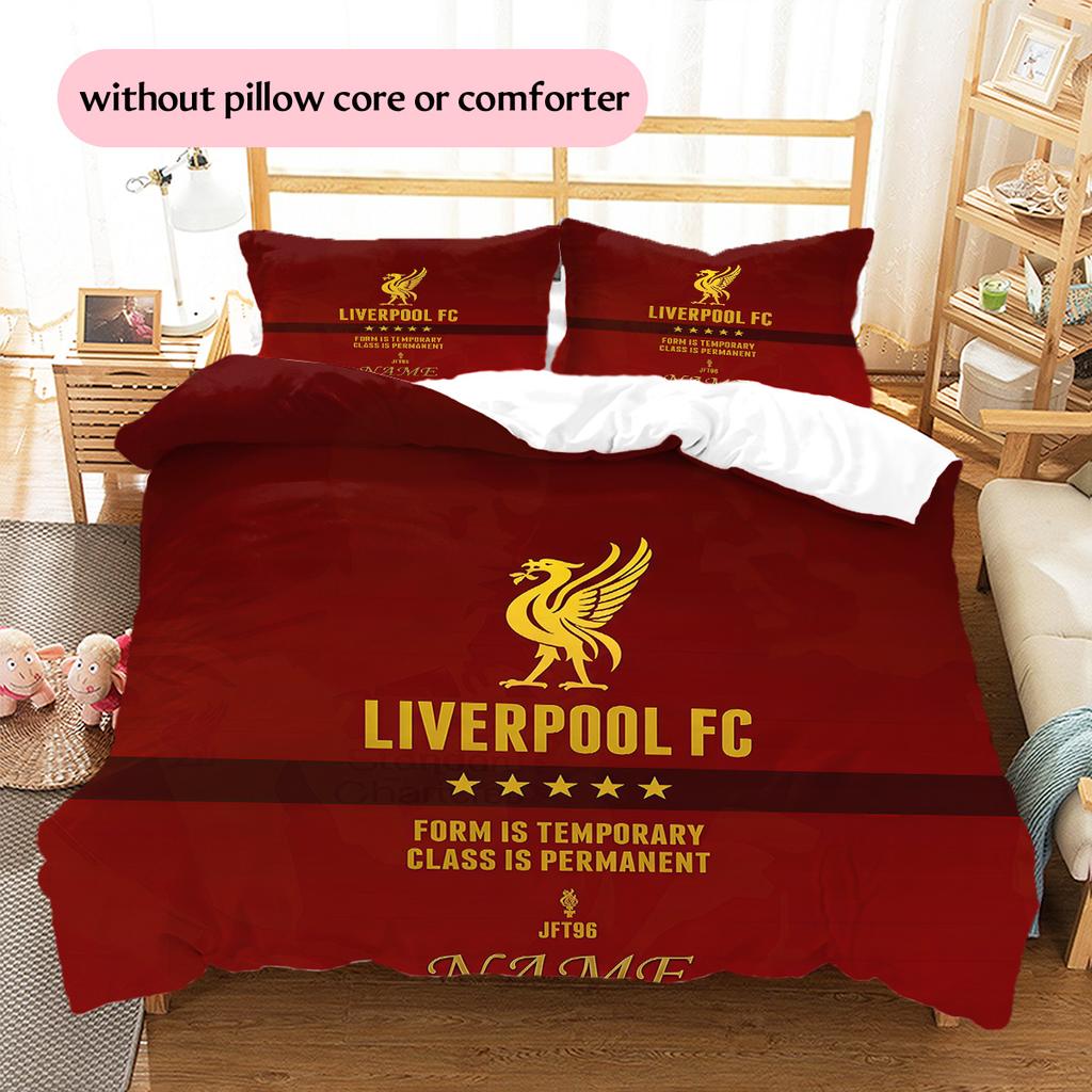 Custom Name Football Club Pattern Bedding Quilt Set Home Decoration Gift (1 * duvet cover + 2 * pillowcase without core)