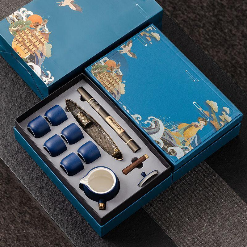 Chaxun Retro Blue Tea Set with Incense Ceremony