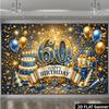 60th Birthday Banner Backdrop with Balloons, Cake & Gift Box Decorations Suitable for Home, Yzb