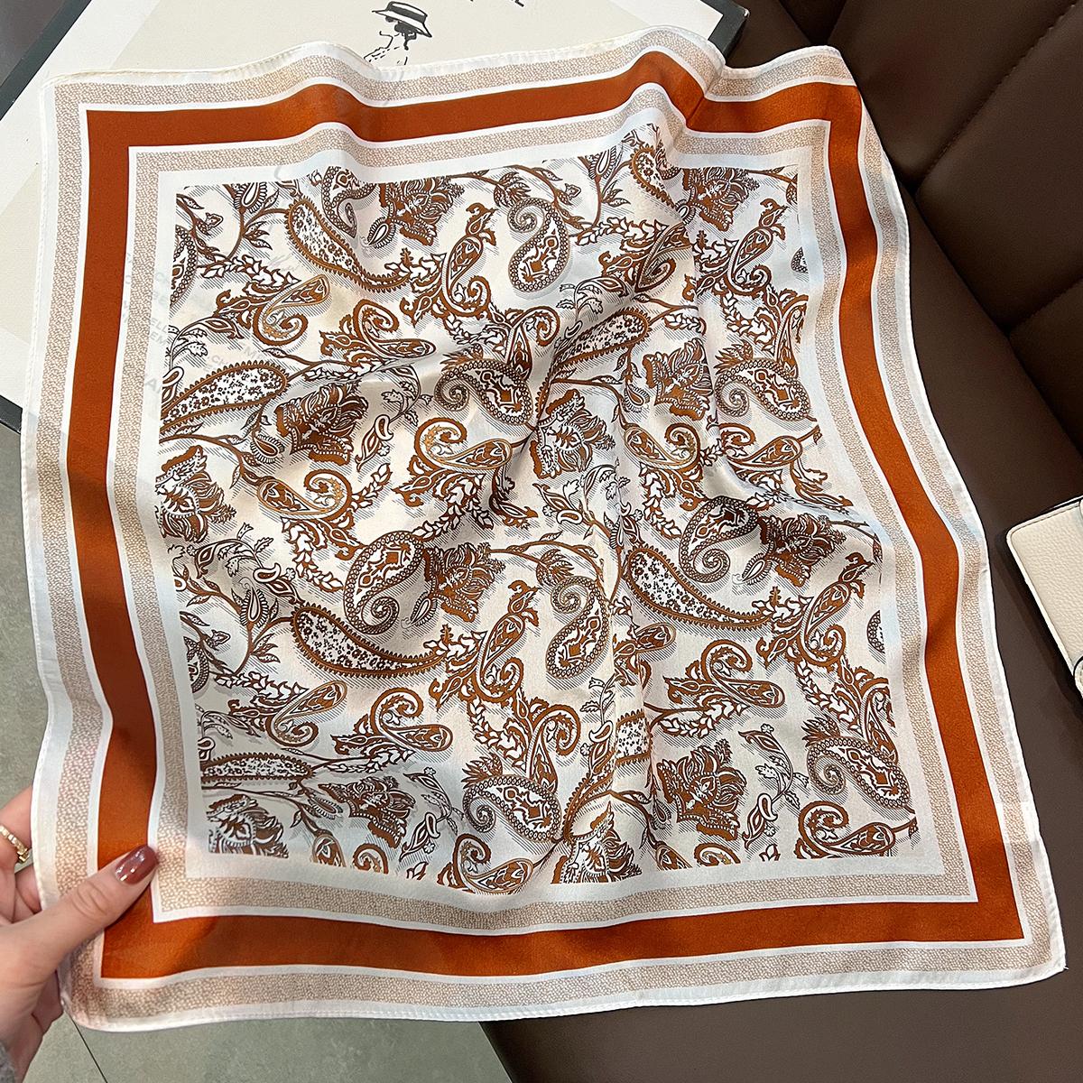 Ethnic Paisley Print 53cm 100 Silk Square Scarf 53cm
