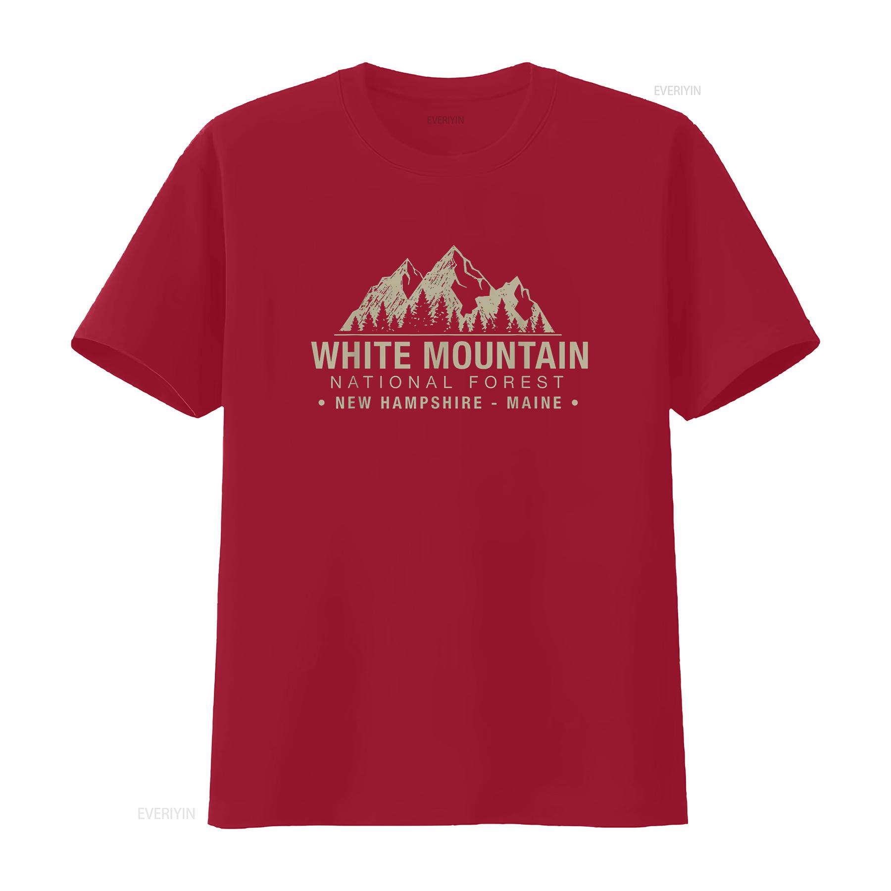 

White Mountain National Forest New Hampshire Maine T Shirt vintage Washed Unisex Stylish Top For Everyday Wear homme Casual S