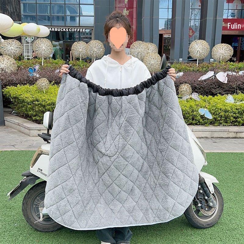 Electric Bicycle Windproof & Waterproof Winter Apron with Fleece Lining and Coldproof Leg Warmers