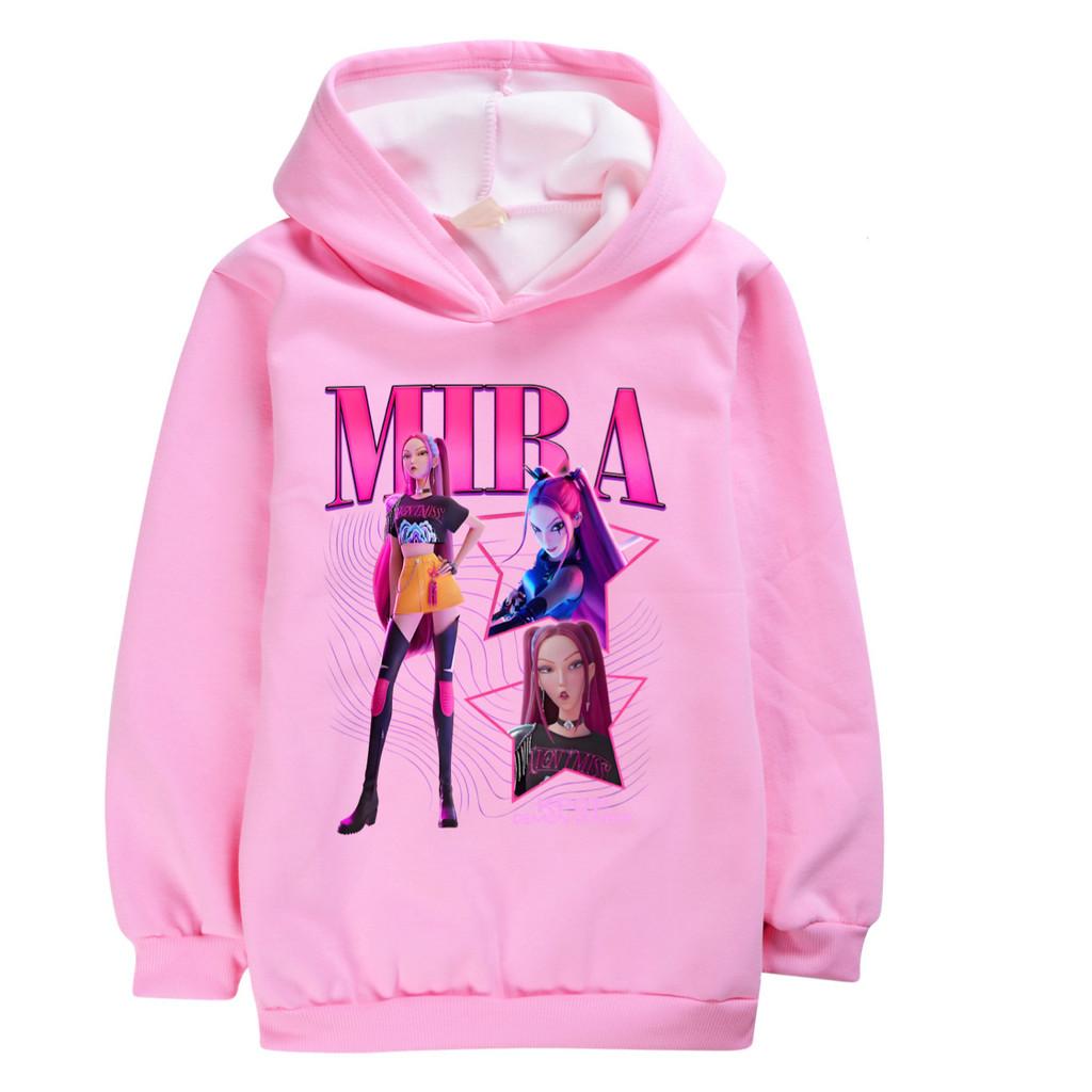 5004 Kids Girls Kpop Rumi Zoey Mira Mira Print Long Sleeves Velvet Warm Winter Hoodie