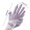 Summer Sunscreen Gloves Women Thin Ice Silk Anti-ultraviolet Dew Riding Finger Non-slip Screen O1C1