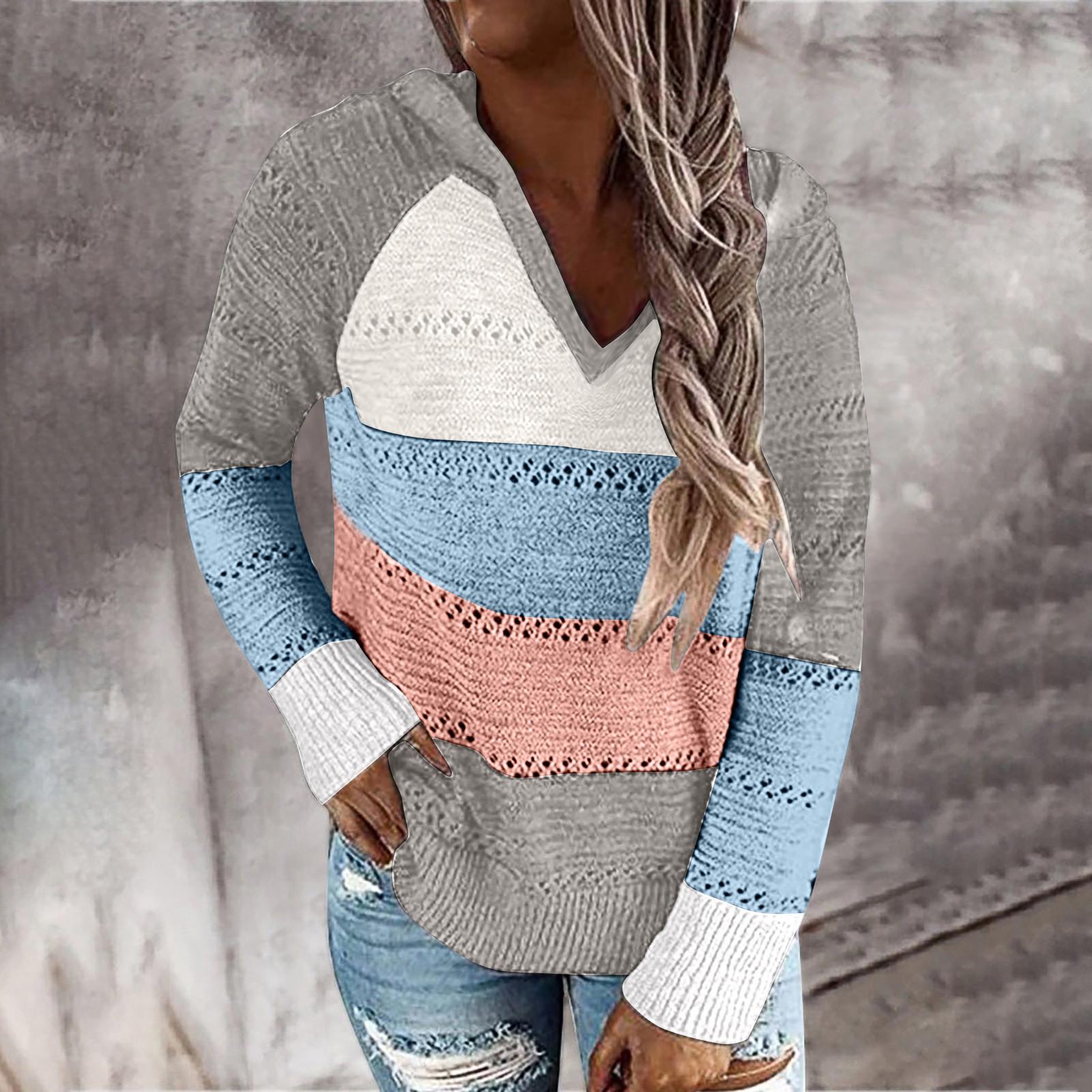 

Women s Lightweight Color Block Hooded Sweaters Hoodies Pullover Sweatshirts XL синий