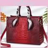 Womens Handheld Crossbody Bag With Crocodile Embossed And Silk Scarf Decoration