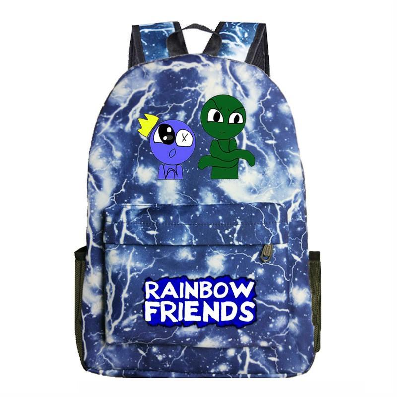 Rainbow Friends Cartoon School Backpack Kids Boys Girls Lightweight Oxford Fabric Bookbag With Ergonomic Shoulder Straps
