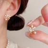Fashion Japanese Korean Style Cats Eye Stone Flower Stud Earrings For Women