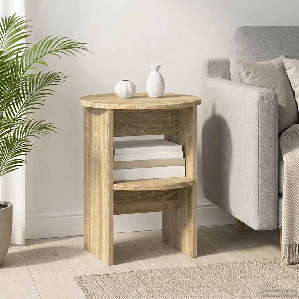 Side Cabinet In Sonoma Oak Finish Ø40 X 50 Cm Engineered Wood