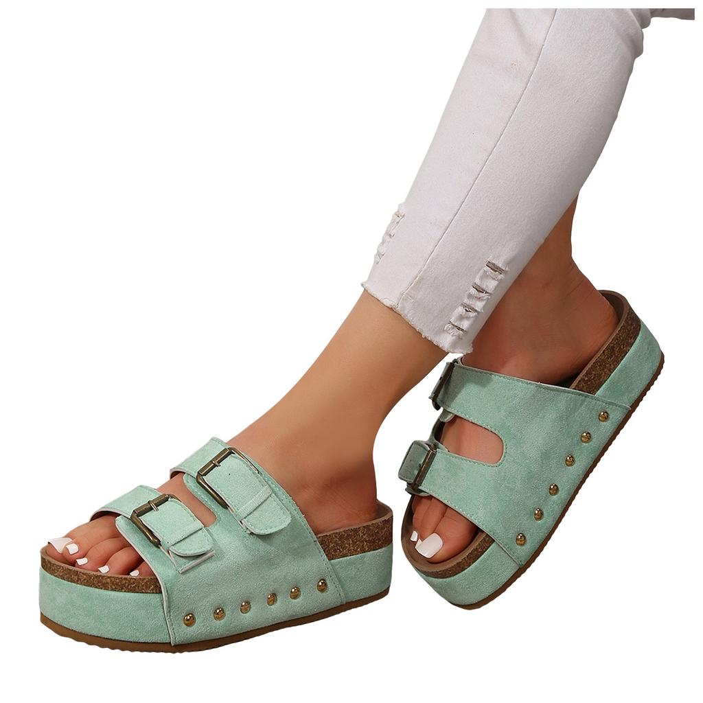 2025 Flat Slippers Women Slippers Indoor Bottom Non Slip Cork Slippers Women's Beach Outdoor Home Flip Flops Sandals